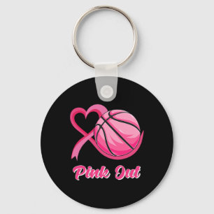 Herz Ribbon Basketball Pink Out Brustkrebs Awa Schlüsselanhänger