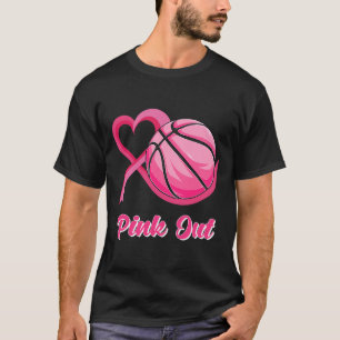 Herz Ribbon Basketball Pink Out Brustkrebs Awa T-Shirt