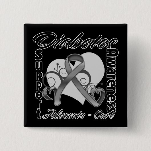 Herz Ribbon - Bewusstsein für Diabetes Button (Vorderseite)