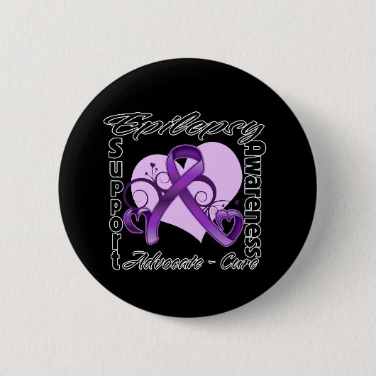 Herz Ribbon - Epilepsie Bewusstsein Button (Vorderseite)