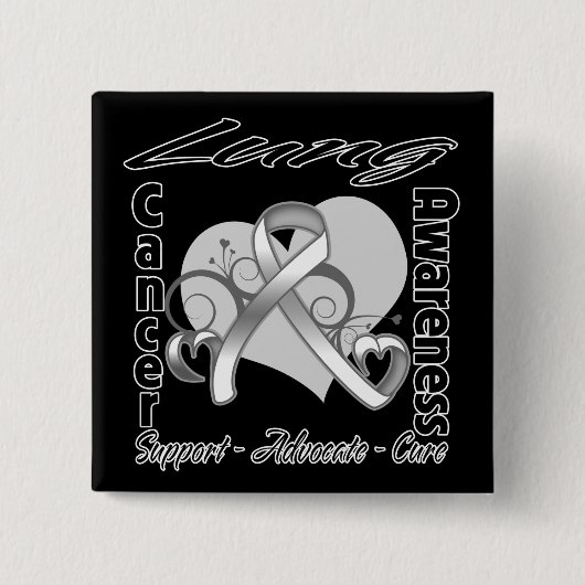 Herz Ribbon - Lungenkrebs-Bewusstsein Button (Vorderseite)