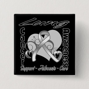 Herz Ribbon - Lungenkrebs-Bewusstsein Button