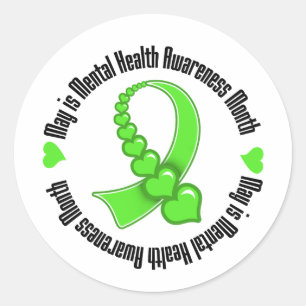 Herz Ribbon May ist Mental Health Awareness Montag Runder Aufkleber