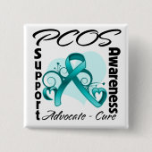 Herz Ribbon - PCOS Bewusstsein Button (Vorderseite)