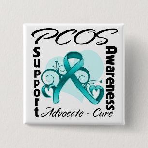 Herz Ribbon - PCOS Bewusstsein Button