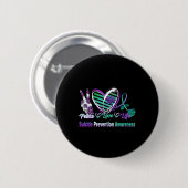 Herz Ribbon Rose Peace Liebe Psychische Gesundheit Button (Vorne & Hinten)