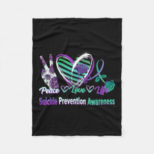 Herz Ribbon Rose Peace Liebe Psychische Gesundheit Fleecedecke
