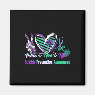 Herz Ribbon Rose Peace Liebe Psychische Gesundheit Magnet