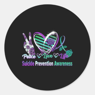 Herz Ribbon Rose Peace Liebe Psychische Gesundheit Runder Aufkleber