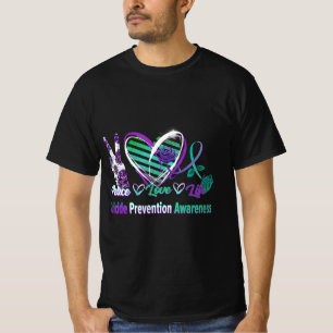 Herz Ribbon Rose Peace Liebe Psychische Gesundheit T-Shirt