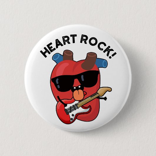 Herz Rock Lustiger Musik-Wortwitz Button (Vorderseite)