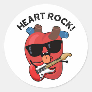 Herz Rock Lustiger Musik-Wortwitz Runder Aufkleber
