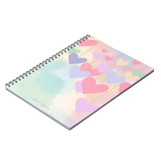 Herz Rosa grüne Lila Wasserfarbe Personalisiert Notizblock (Linke Seite)