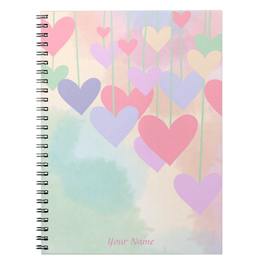 Herz Rosa grüne Lila Wasserfarbe Personalisiert Notizblock (Vorderseite)
