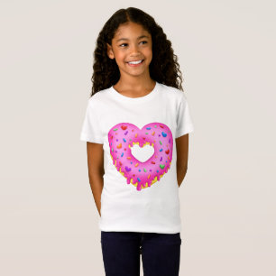 Herz-rosa Krapfen mit Regenbogen besprüht T-Shirt