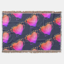 Herz Rosa Liebe Wasserfarben Art Throw Blanket