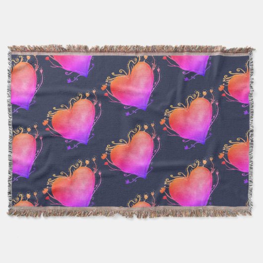 Herz Rosa Liebe Wasserfarben Art Throw Blanket Decke (Vorderseite)