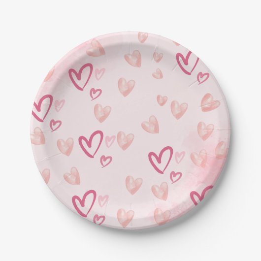 Herz rosa pappteller (Vorderseite)