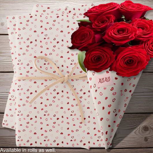 Herz - Rosa Rotes Ombre auf weißem Zement Geschenkpapier Set