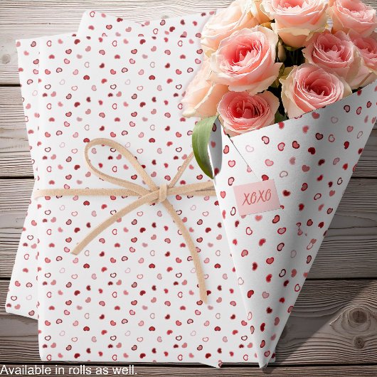 Herz - Rosa Rotes Ombre in Weiß Geschenkpapier Set