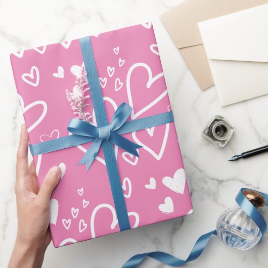 Herz Rosa und weiße Valentine Geschenkpapier (Schenken)