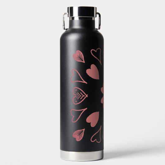 Herz-Rose Gold Muster Trinkflasche (Vorderseite)