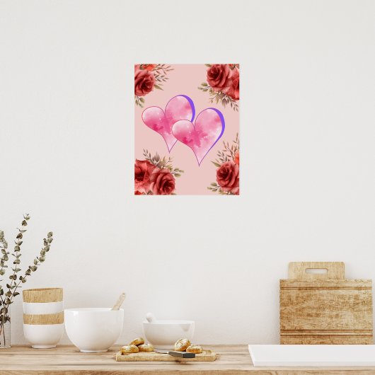 Herz-Rose Poster (Küche)