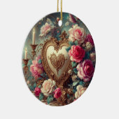 Herz, Rose und Kerzen für ein Liebes Keramik Ornament (Rechts)