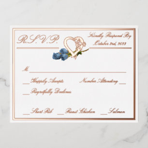 Herz & Rose, White Wedding RSVP Rose Gold Vollvers Folie Einladungspostkarte