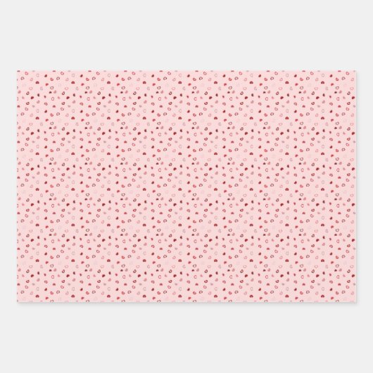 Herz - Rot auf hellrosa Ombre Geschenkpapier Set (Vorderseite)