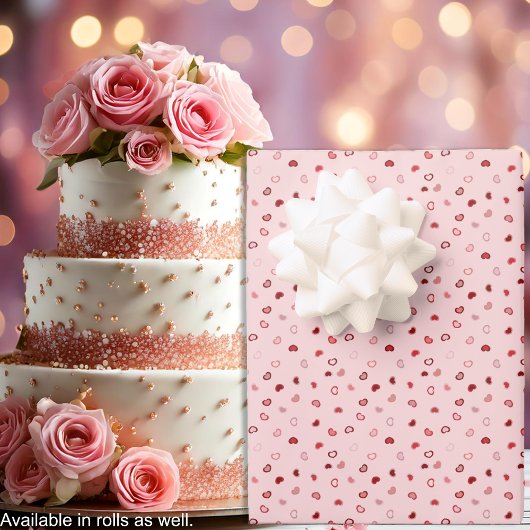 Herz - Rot auf hellrosa Ombre Geschenkpapier Set