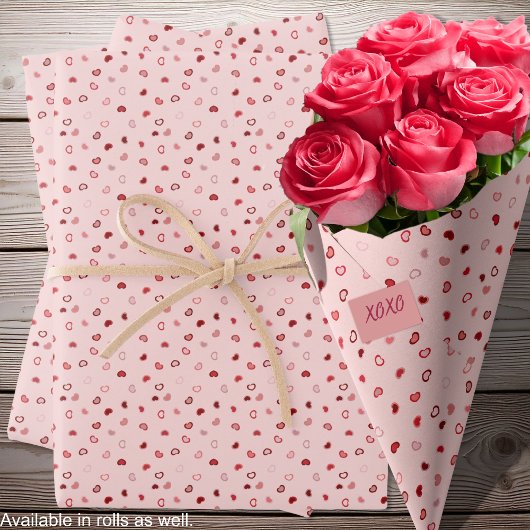 Herz - Rot auf hellrosa Ombre Geschenkpapier Set