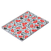 Herz, rot, schwarz, Lippendrucke, Kuss Notizblock (Linke Seite)