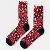 Herz, rot, schwarz, weiß socken (Linkes Detail)