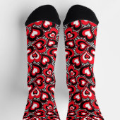 Herz, rot, schwarz, weiß socken (Oben)