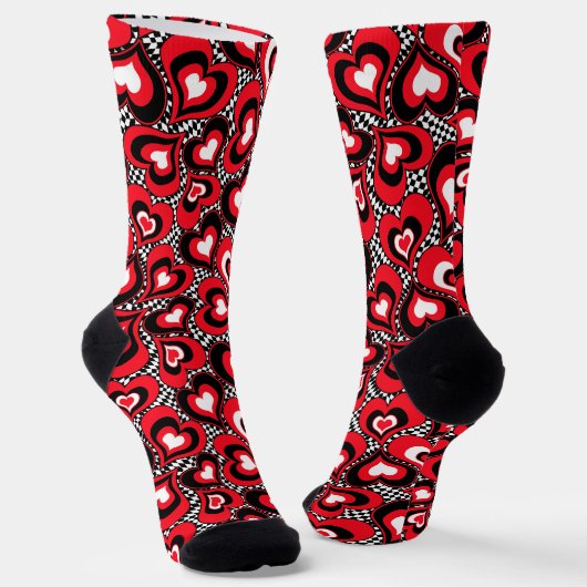 Herz, rot, schwarz, weiß socken (Gewinkelt)
