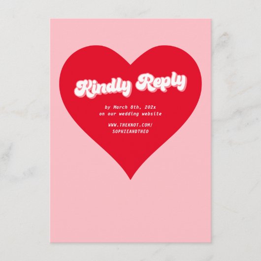 Herz Rot und Rosa Valentines Wedding RSVP DIY Begleitkarte (Vorderseite)