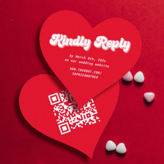 Herz Rot und Rosa Valentines Wedding RSVP DIY Begleitkarte