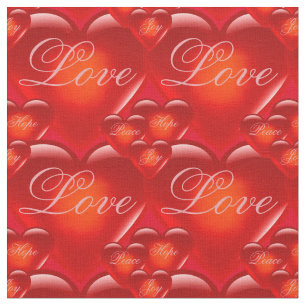 Herz/rote Herzen/Liebe/Freude/Frieden/Hoffnung - R Stoff