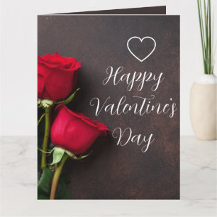 Herz Rote Rose Braune Glänzende Schöne Valentinsta Karte