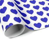 Herz, Royal Blue on White Wrapping Paper Geschenkpapier (Rolleneckpunkt)