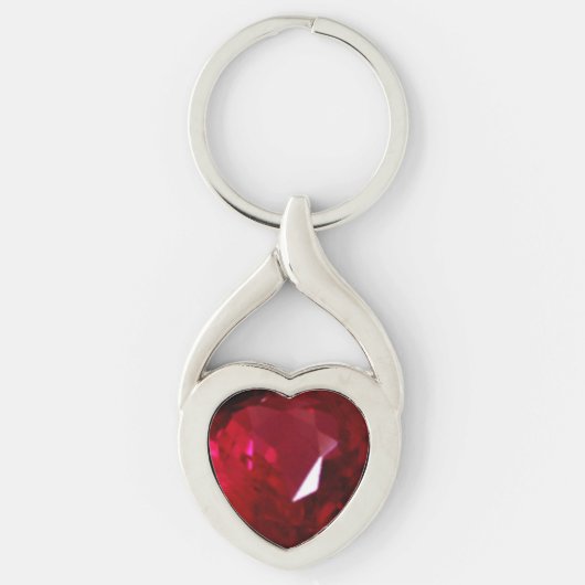 Herz Ruby Gemstone Schlüsselanhänger (Vorderseite)