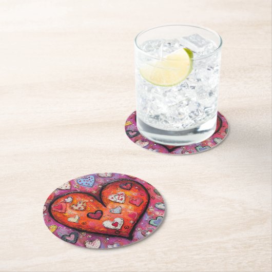 Herz Runder Pappuntersetzer (Vor Ort)