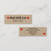 Herz-rustikales gemacht mit Liebe handgemachtes Mini Visitenkarte (Vorne/Hinten)