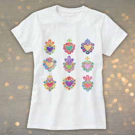 Herz, SACRED HEARTS clipart, WATERCOLOR, mexico T-Shirt