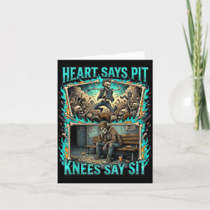Herz sagt Pit Knie sagen Sitz Skelett Vintage Karte