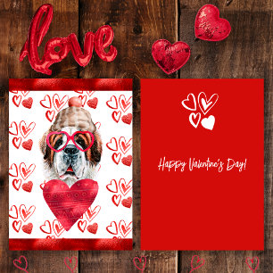 Herz Saint Bernhard Hundeliebhaber Valentinsgesche Feiertagskarte