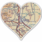 Herz Salida Vintage Karte Aufkleber (Vorderseite)