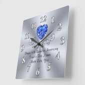 Herz Saphir 65. Hochzeit Jahrestag Geschenkideen Quadratische Wanduhr (Winkel)