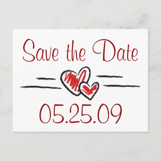Herz Save the Date Ankündigungspostkarte (Vorderseite)